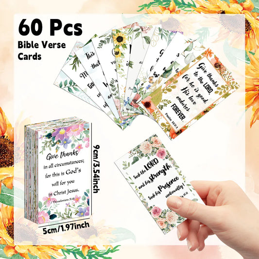 60pcs Bible Verse & Prayer Cards – Mini Scripture Cards for Women